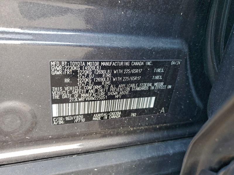 2T3LWRFV6RW225051 - 2024 TOYOTA RAV4 LE GRAY photo 12