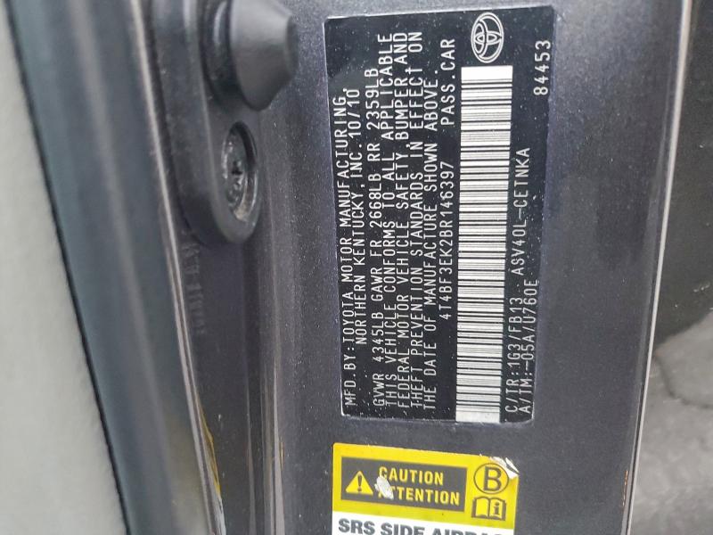 4T4BF3EK2BR146397 - 2011 TOYOTA CAMRY BASE رمادي صورة 12