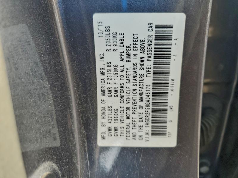 1HGCR2F58GA045176 - 2016 HONDA ACCORD SPORT Boz foto 12