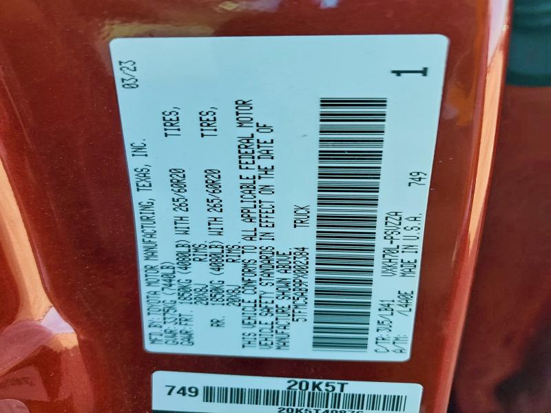 5TFMC5AB9PX002384 - 2023 TOYOTA TUNDRA CREWMAX PLATINUM Червоний фото 12