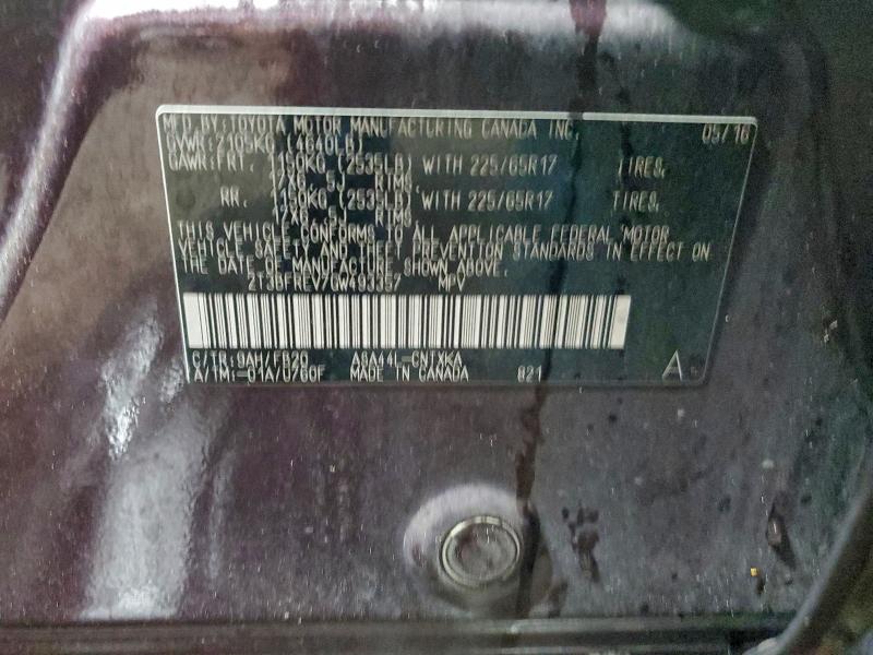 2T3BFREV7GW493357 - 2016 TOYOTA RAV4 LE Granate foto 13