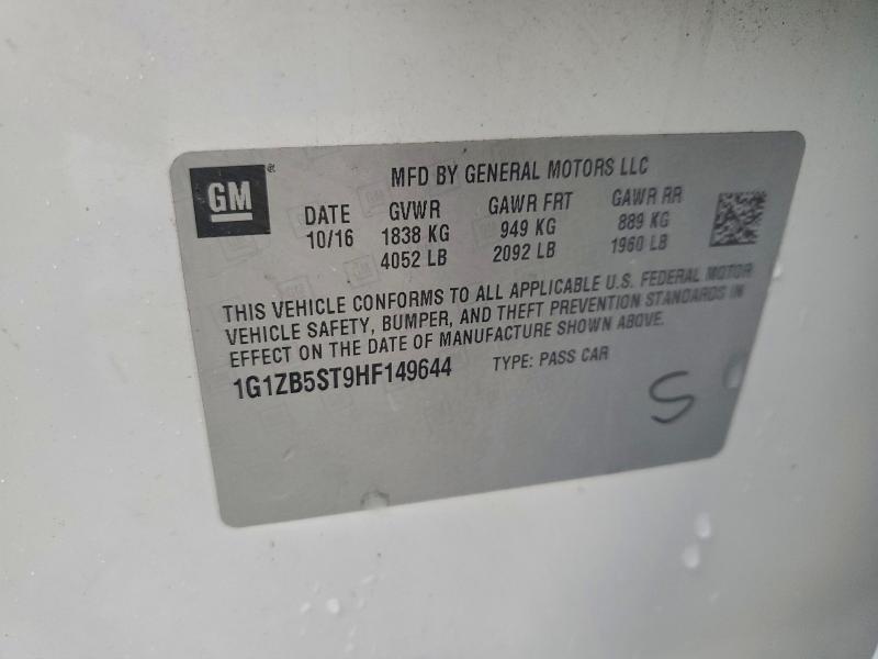 1G1ZB5ST9HF149644 - 2017 CHEVROLET MALIBU LS Ақ фото 12