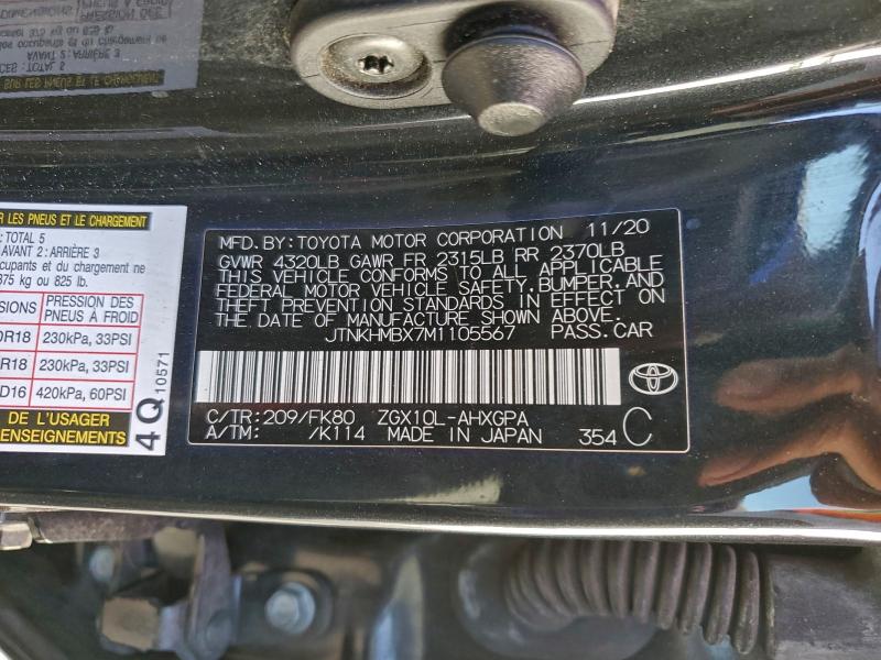 JTNKHMBX7M1105567 - 2021 TOYOTA C-HR XLE CHARCOAL photo 13