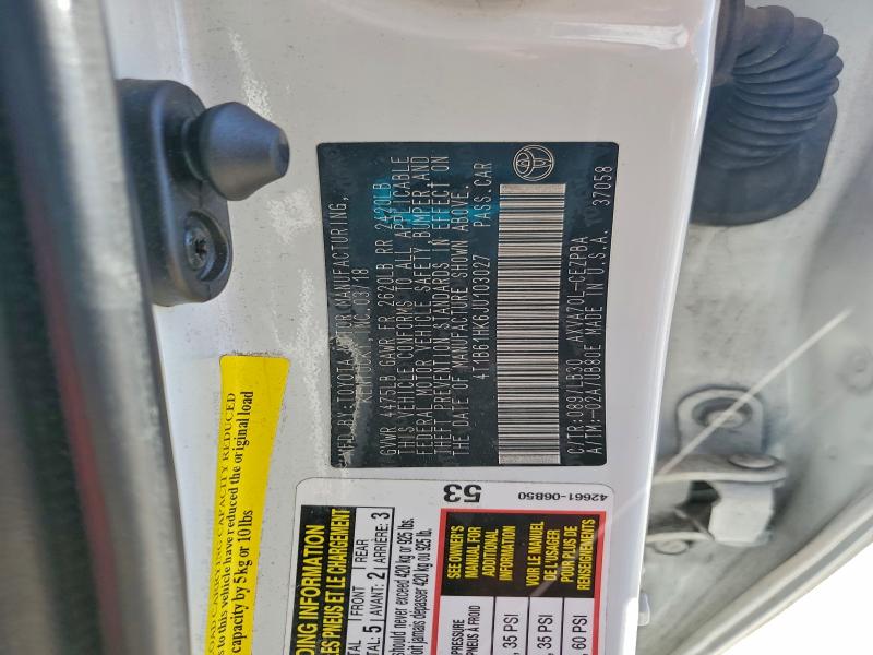 4T1B61HK6JU103027 - 2018 TOYOTA CAMRY XSE WHITE photo 12