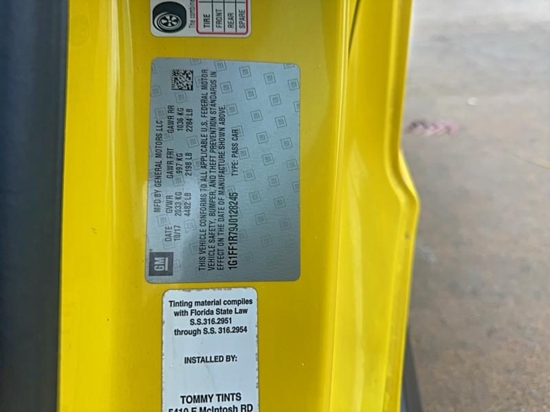 1G1FF1R79J0128245 - 2018 CHEVROLET CAMARO SS ყვითელი ფოტო 10