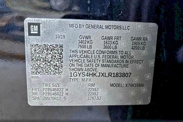 1GYS4HKJXLR183807 - 2020 CADILLAC ESCALADE ESV LUXURY Siyah fotoğraf 10