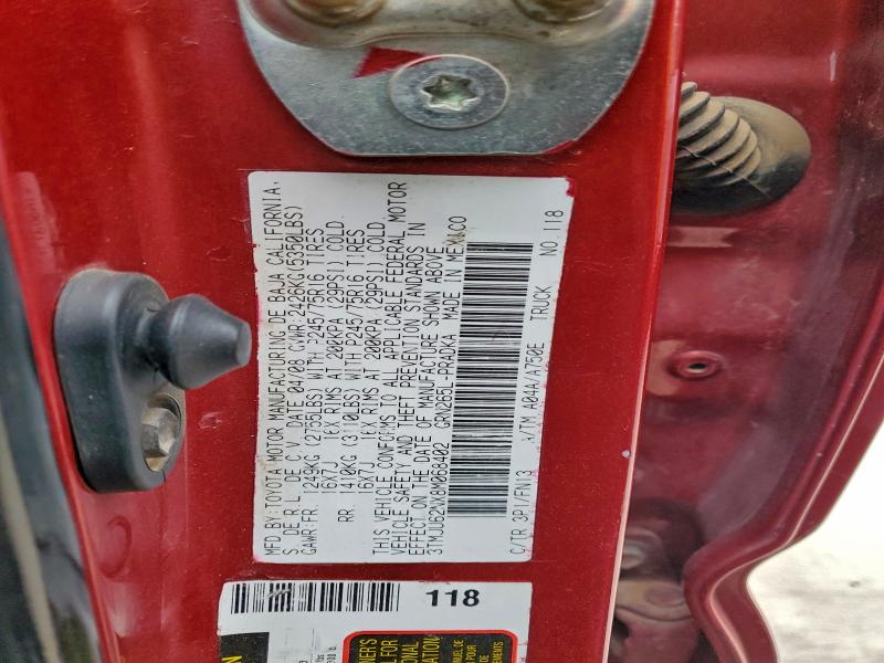 3TMJU62NX8M068402 - 2008 TOYOTA TACOMA DOUBLE CAB PRERUNNER RED photo 12