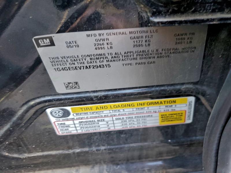 1G4GE5EV7AF294315 - 2010 BUICK LACROSSE CXS 黑色 照片 12