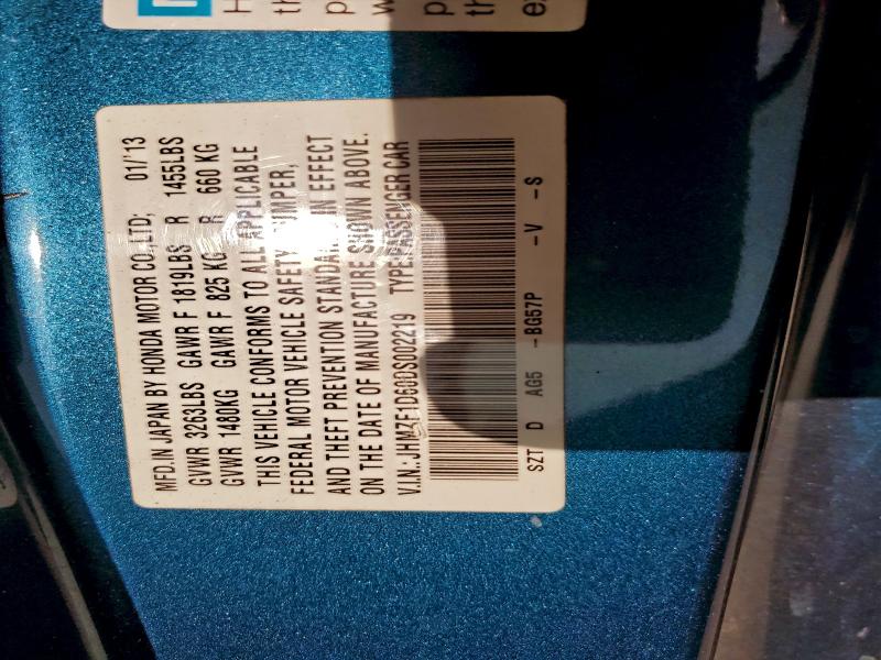 JHMZF1D60DS002219 - 2013 HONDA CR-Z EX BLUE photo 12