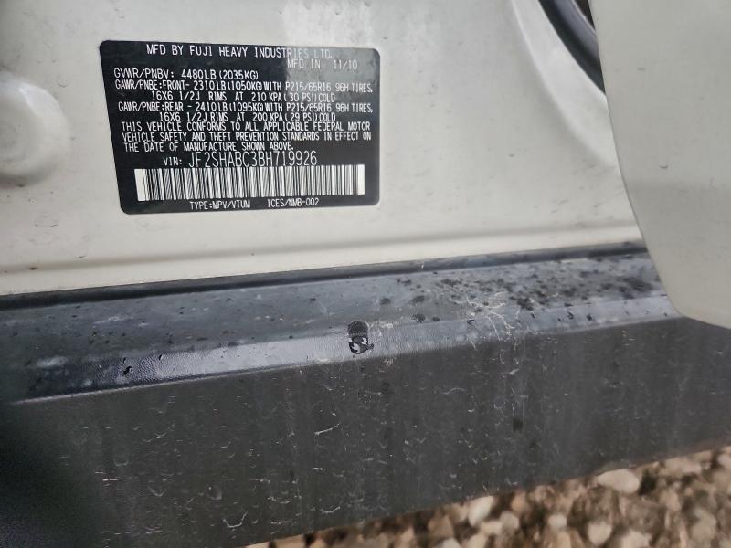 JF2SHABC3BH719926 - 2011 SUBARU FORESTER 2.5X WHITE photo 12