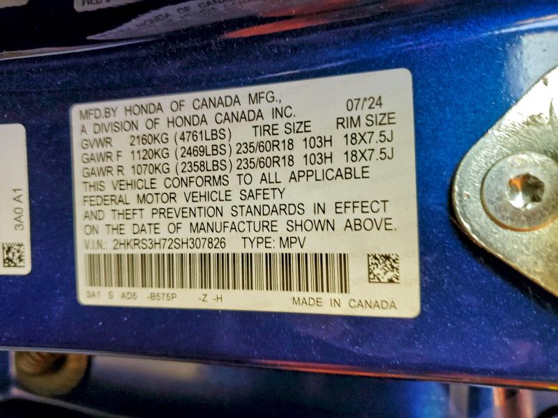 2HKRS3H72SH307826 - 2025 HONDA CR-V EXL BLUE photo 13